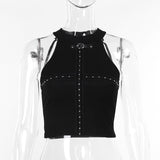 Summer 2024 New Blouse Ins Dark Street All Kinds Of Basic Suspenders Vest Women-Outfit