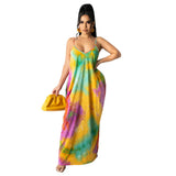 Toloer New Women's Casual Loose Print Cotton Slip Dress-Outfit
