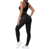 Toloer Tight Yoga Set Spell Net Sexy Sports Bra And Hip Pants Fitness Two Sets-Outfit