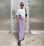 Toloer And Summer New Simulation Silk Skirt Satin Bread Hip Skirt Women Casual Color Tintail