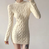 Winter Fashion Trend Women's New Long-Sleeved Round Neck Straight Back Repair Kite Knit