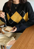 Vintage Argyle Pullover Sweater-Outfit
