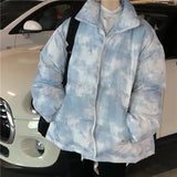 Winter 2021 Blue Tie Dye Jacket Plus Plus Size Women’S Down Jacket To Keep Warm, Fashionable Cotton Jacket Women’S