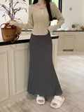 Spring Lanky Half Dress Girl French Retro Folded A Word Fishtail High Waist Design Sense Thin