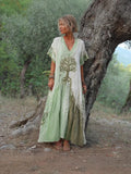 Shirt Dress Bohemian Holiday Dress Printed With Long-Sleeved
