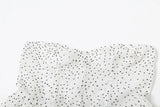 White Polka Dot Strapless Frill Mini Dress With Drape Scarf-Outfit