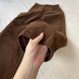 Coffee Color Wick Plus Velvet Sleeves Sleeves Women Autumn And Winter Small High-Waist Loose Loose Thickened Long