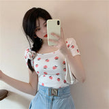 Toloer Cool Hot Girl Sexy Square Collar Short T-Shirt Female Summer Versatile Slim Slim Bottom Top Female Student