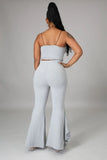 Strap Crop Top and High Waist Bell Pants Two Piece