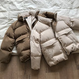 Crriflz ladies winter solid down Jacket women oversize loose coat stand-up collar thick warm causal chic parka 2022 new