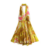 Toloer Summer New Fashion V Collar Sling Sexy Print Hanging Neck Collar Short Dress Woman-Outfit