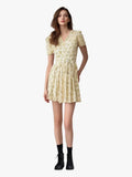 Women's Summer New Fashion First Love Broken Flower Bubble Sleeve V-Collar Self-Cultivation French Vintage Dress-Outfit