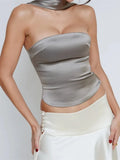 Sexy Women Halter Tank Solid Backless Strapless Bustiers Crop Tops Streetwear Summer Aesthetic Grunge Mini Vest 2024-Outfit