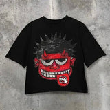 T-Shirt Y2K Hip-Hop Letter Retro Cross Graphic Print Oversized T-Shirt Men's Round Neck Cotton Short-Sleeved Shirt-Outfit