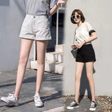 Toloer Waist Black Denim Shorts Female Summer Students Loose Thin A-Word Wide Leg Pants Hot Pants Korean Version