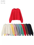 2025 New Women's Solid-Color Casual Fashion Coarse Knit Long-Sleeved Sweater Cardigan