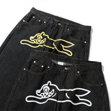 Sales Hip-Hop Flying Dog Printed Denim Shorts Men's High Street Trend Brand Ins Leisure Five-Cent Pants-Outfit