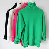 Quality Plus Size Knitted Sweaters Jumpers Soft White Sweater 2022 Autumn Winter Green Turtleneck Pullover Sweater