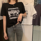 Toloer Print Short Short-Sleeved T-Shirt Female 2024 Summer Dress New Korean Version Design Sense Girl Slim Student