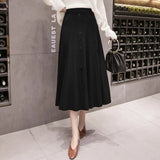 Skirt Women's 2023 Autumn And Winter New Korean Version Of Wool Skirt A-Shaped Skirt Medium-Long High-Waist Pleated Skirt-Outfit