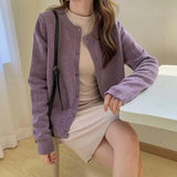Autumn And Winter New Cashmere Knitted Cardigan Woman Loose Gentle Wind Outside Wearing Long-Sleeved Knitted Sweater Coat Woman-Outfit