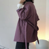 Autumn Winter Female Niche Design Lazy Round Neck Cotton-padded Jacket Quilted Loose Belt Soft Warm