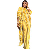 Casual Loose Round Collar Long Dresses Fashion High Waist Straight Pants Two-Piece