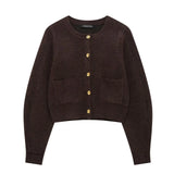Homemade New Women's Knitted Coat Side Suture High Waisted Slid