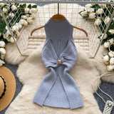 Luxury Gold Wind High-End Sleeveless Knitted Vest Women Summer Metal Kinesi Design Chic Hot Girl Top
