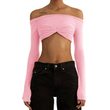 Spring And Summer Explosion Women's First-Word Collar Perspective Wrapped Bra Short