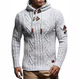 Toloer And Winter Fashion Men's Knit Long Sleeves With Cap Shoulder Seal Bull Horn Buckle Slim Men's