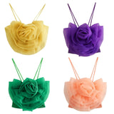 New Transparent Hard Gauze Flower Decoration Slim Sling Blouse-Outfit