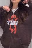 Vintage Printed Zip Up Hoodie-Outfit