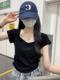 Toloer Short-Sleeved T-Shirt Women's Wear 2024 New Thin Temperament Summer Leisure Versatile Students Short