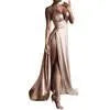 Forging Slings Deep V-Neck Bareback Official Picture Solid Color Open Forked Mid-Rise Long Skirt Temperament Commuting Women's