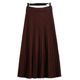 And Winter College Style High Waist Pleated Knitted Skirt Medium-Long Style Full-Length Bag Buttocks Korean Version Show Thin And Large A-Shaped Skirt-Outfit
