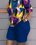 Independent Station Spring And Summer Fashion Positioning Printing Short-Sleeved 2-Piece Set Of Women-Outfit