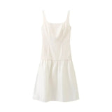 Summer New Women's Dress French Retro Sleeveless Collar Temperament Spliced Slinging