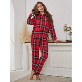 Toloer Ladies Red Checked Long Sleeves Autumn And Winter Home Clothes Two-Piece Suit Can Be Worn Outside Ebay-Outfit