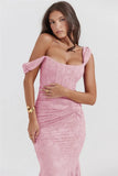 Lace Textured Strap Wrap Midi Dress-Outfit