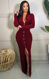 Winter Elegant Button Full Open Long Sleeve Long