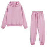 Hoodies Tracksuit Fashion Solid Fleece Oversized Sportswear Jogger Set Winter Long Sleeve Hooded Sweatshirts Suit