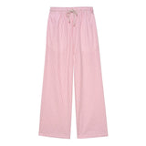 Women Y2K Aesthetic Wide-Leg Pants Stripe Drawstring High Elastic Waist Trousers Spring Fall Retro Sweatpants Bottoms-Outfit