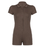 Toloer Hottie Versatile Waist One-Piece Shorts Female POLO Collar Single Breasted Slim Slim Bottom Casual Pants-Outfit
