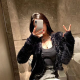 Low-Chested European Version Of The Ins Square Lead Long-Sleeved Knitted Shirt Women Autumn New Oceanic Set-Up