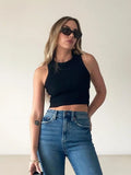 Toloer Summer New I-Shaped Vest Ins Sports Short Crop Hollow Sleeveless Jacket Women-Outfit