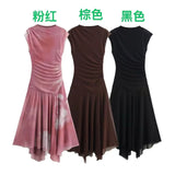 Spring Pure Lust Wind Sexy U-Neck Casual Elastic Waist A-Word Dress