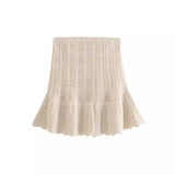 Mesh Knitted Blouse Mesh Jacquard Mini Skirt Set-Outfit