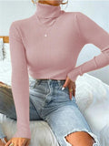 Turtleneck Ribbed Knit Sweater-Outfit