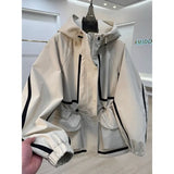 European Goods High-End Ribbon Splicing Color Storm Coat Female 2024 New Casual Loose Show Thin Short Windbreaker-Outfit